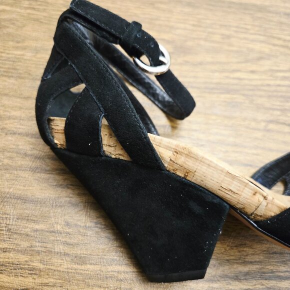 VIA SPIGA Black Leather Upper Strappy Peep-Toe Ankle Strap Shoe - Size 6.5M - Picture 5 of 15